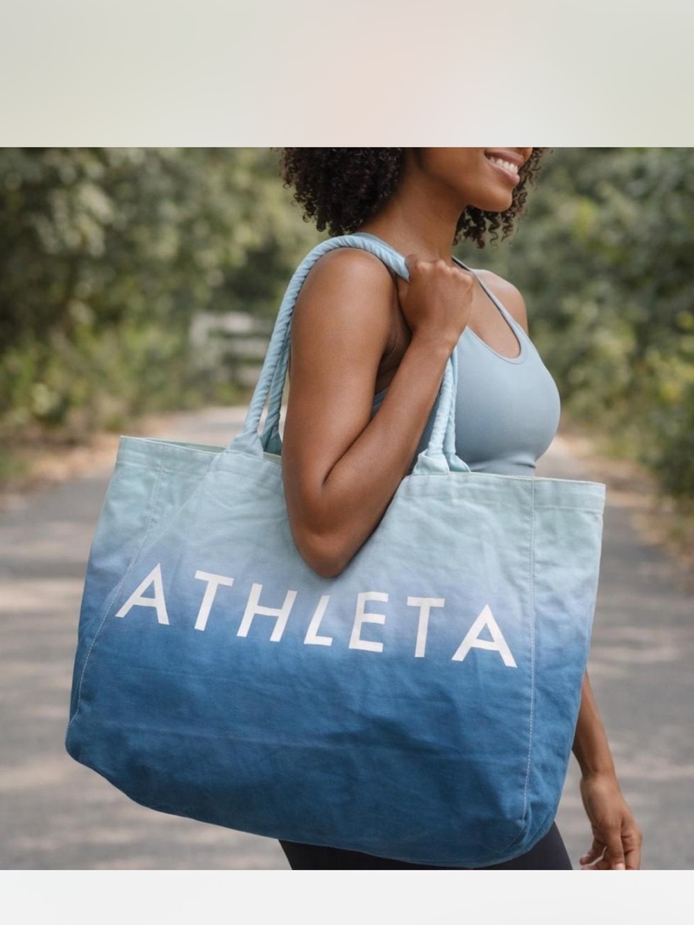 Athleta Blue Ombré Canvas Tote Bag. Coastal. Sustainable.